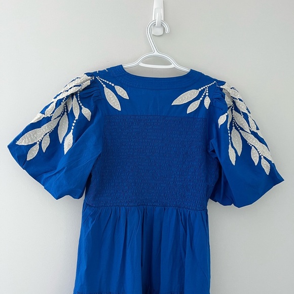 Anthropologie Short Sleeve Embroidery Appliqué Maxi Dress New - Picture 9 of 10